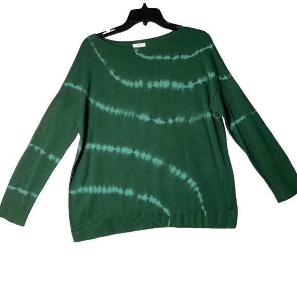 J. Jill Womens Tie-Dye Sweater Green Small  Petite Cotton Viscose Blend Ribbed - Picture 1 of 9